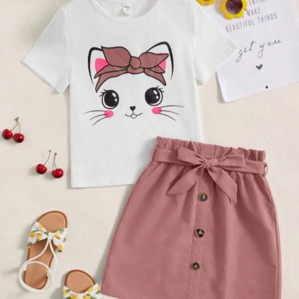 CONJUNTO REMERA Y POLLERA CON CINTO T 12 AÑOS