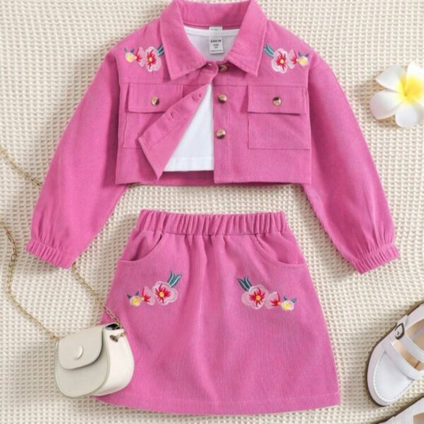 CONJUNTO 3 PIEZAS, POLLERA SACO, CAMPERA Y TOP T 2-3 AÑOS
