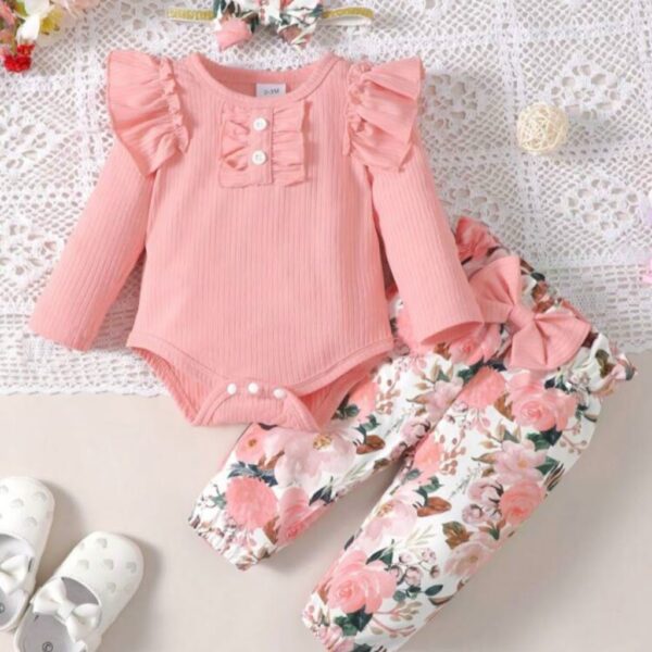 BODY MANGAS LARGAS, PANTALON Y VINCHA T 12-18M