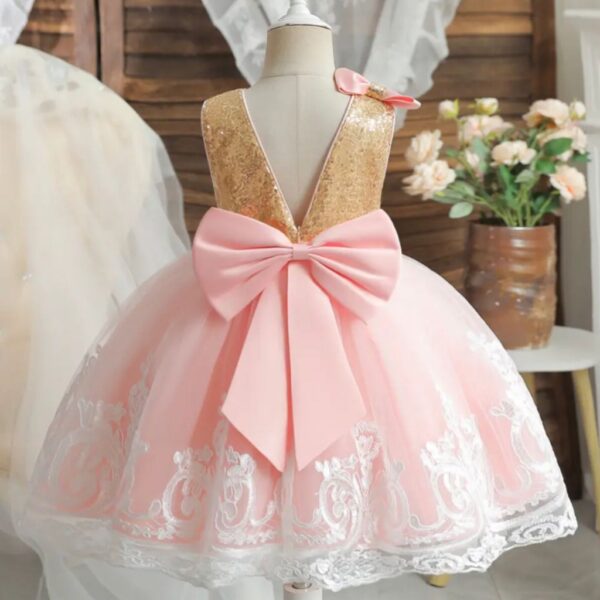VESTIDO ELEGANTE ROSA Y DORADO T 2-3 AÑOS - Imagen 2