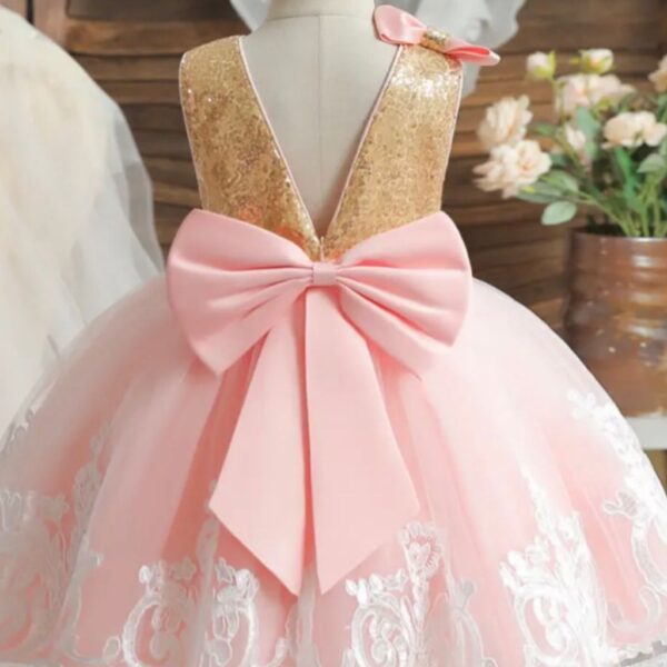 VESTIDO ELEGANTE ROSA Y DORADO T 2-3 AÑOS - Imagen 3