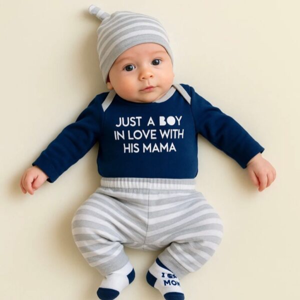 SET 4 PIEZAS BODY MANGA LARGA, PANTALON,GORRITO Y MEDIAS 100% ALGODON T 0-3 M