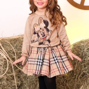 CONJUNTO BUZO MINNIE MARRÓN CON POLLERA  CUADRILLE T 4 AÑOS