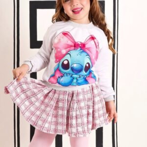 CONJUNTO BUZO STITCH Y POLLERA CON VINCHA T 6 AÑOS