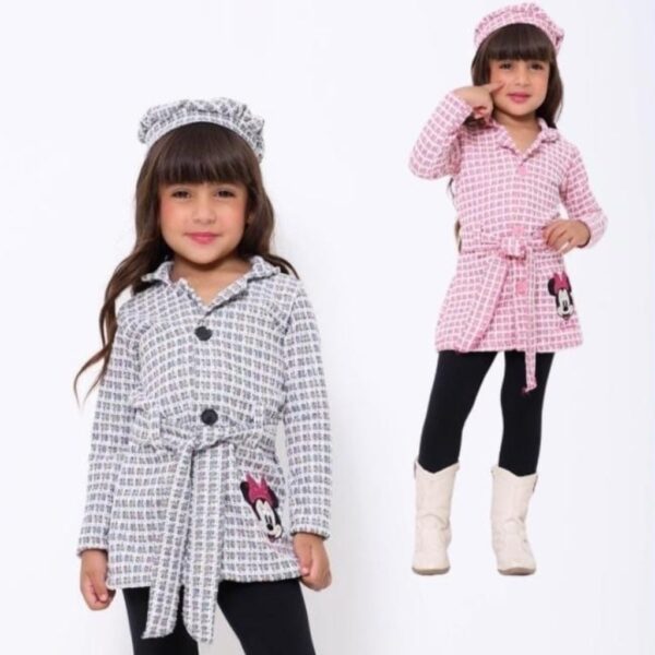 CONJUNTO TAPADO CON CALZA Y BOINA BLANCO Y NEGRO T 2-3 AÑOS