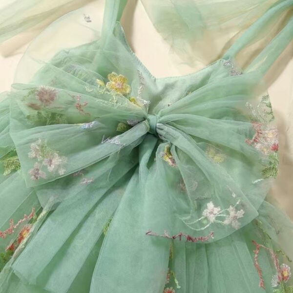VESTIDO TUL BORDADO VERDE 12-18M - Imagen 2