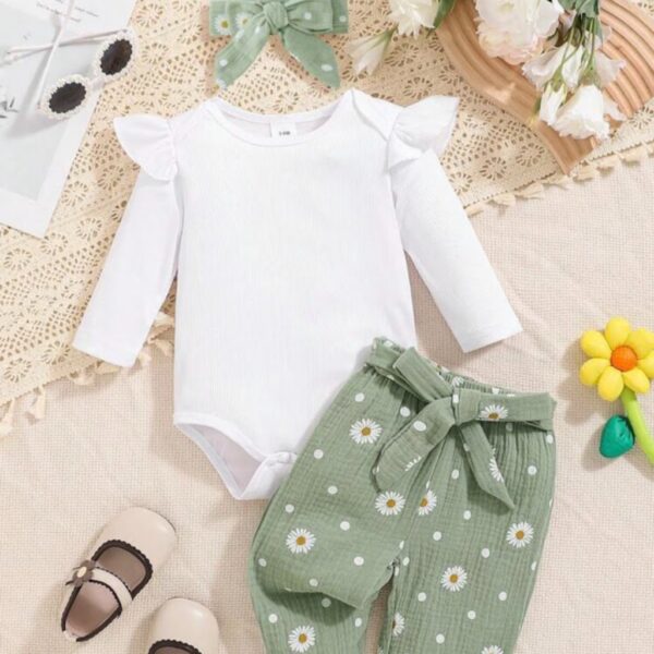 BODY MANGAS LARGAS, PANTALON Y LAZO PARA VINCHA T 3-6M