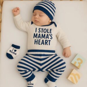 SET 4 PIEZAS BODY MANGA LARGA, PANTALON,GORRITO Y MEDIAS 100% ALGODON T 0-3 M