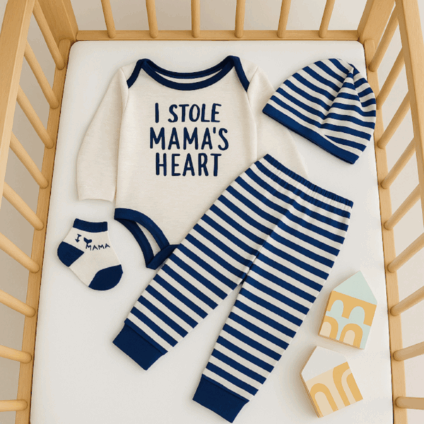 SET 4 PIEZAS BODY MANGA LARGA, PANTALON,GORRITO Y MEDIAS 100% ALGODON T 0-3 M - Imagen 2
