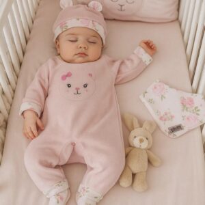 SET 3 PIEZAS, OSITO, GORRITO Y BABERO T 0-3 MESES