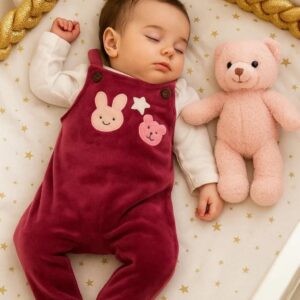 SET MANGAS LARGAS Y JARDINERA PIE CERRADO PLUSH 0-3 MESES