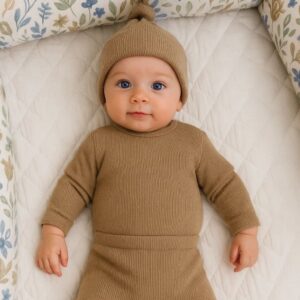 SET 3 PIEZAS PANTALON, BODY MANGAS LARGAS Y GORRITO T 0-3 MESES