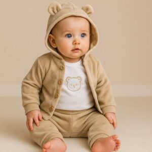 SET 3 PIEZAS PLUSH, BODY MANGAS LARGAS, CAMPERA Y PANTALON T 3-6 MESES