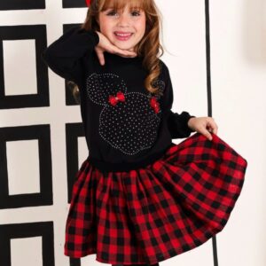 CONJUNTO SUETER MINNIE, POLLERA Y VINCHA T 5 AÑOS