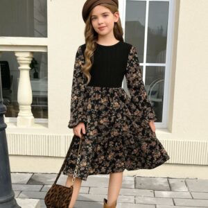 VESTIDO NEGRO FLOREADO T 11 AÑOS