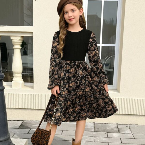 VESTIDO NEGRO FLOREADO T 11 AÑOS