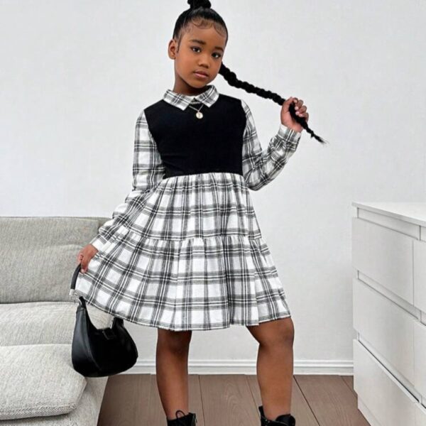 VESTIDO CUADRILLE NEGRO Y BLANCO T 8 AÑOS