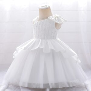 VESTIDO  BLANCO DETALLE PERLITAS T 9-12 MESES