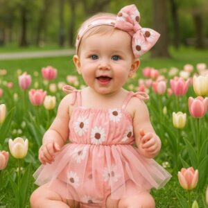 VESTIBODY MARGARITAS ROSA CON LAZO T 3-6 MESES