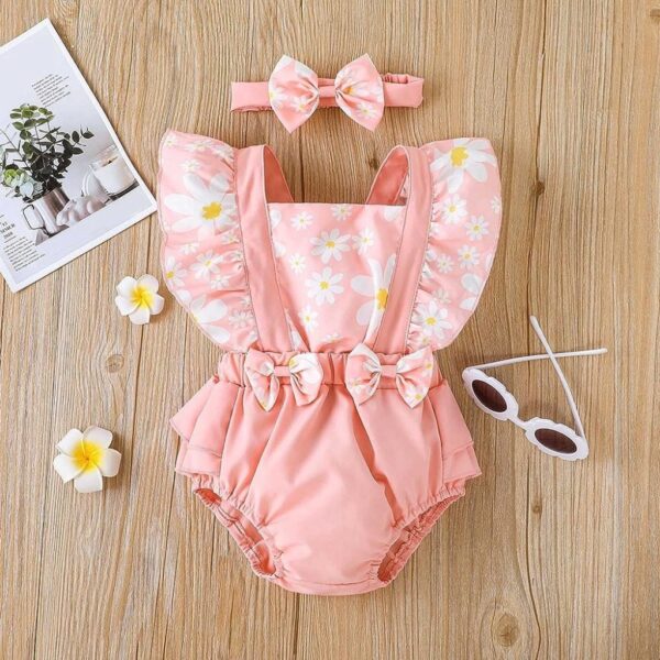 BODY ROSA CON MARGARITAS CON VINCHA 9-12 MESES