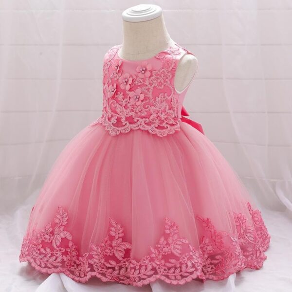 VESTIDO FIESTA FLORES Y PERLITAS 3-6 MESES