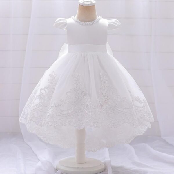 VESTIDO BLANCO ENCAJE CON COLA T 4 AÑOS
