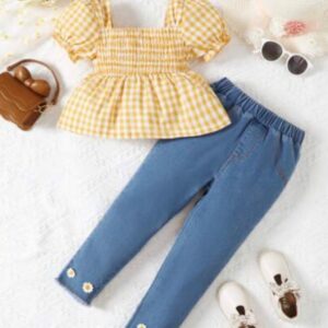 CONJUNTO BLUSA AMARILLA Y JEANS T 6 AÑOS