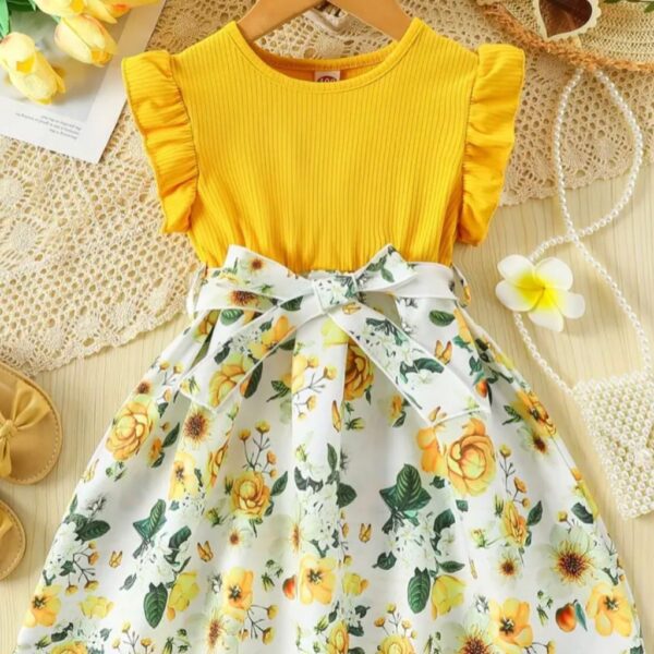 VESTIDO AMARILLO CON FLORES T 18-24 MESES