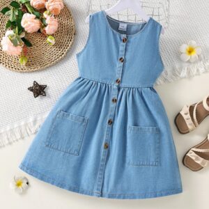 VESTIDO JEAN CON BOTONES T 10 AÑOS
