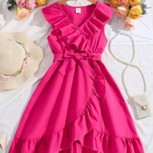 VESTIDO CON VOLADOS FUCSIA T 8 AÑOS