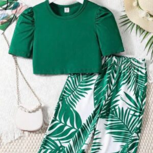 CONJUNTO BLUSA Y PALAZO VERDE T 10 AÑOS