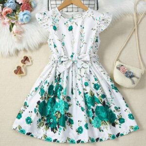 VESTIDO BLANCO FLOREADO CON CINTO T 4 AÑOS