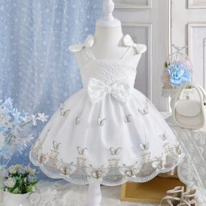 VESTIDO BLANCO CON MARIPOSAS 12-18 MESES