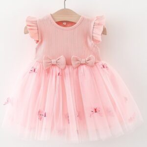 VESTIDO ROSA DETALLES MARIPOSA T 2-3 AÑOS