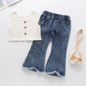 CONJUNTO JEAN OXFORD Y MUSCULOSA BOTONES 2-3 AÑOS