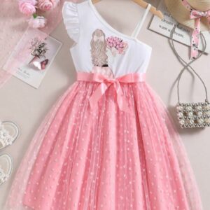 VESTIDO TUL CORAZONES Y CINTO T 7 AÑOS