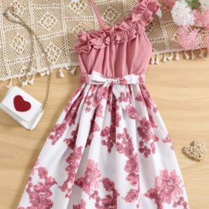 VESTIDO ROSA VIEJO CON CINTO T 9 AÑOS