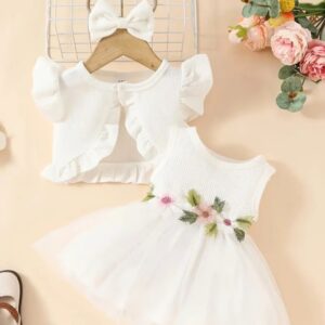 VESTIDO BLANCO SAQUITO CON VINCHA T 6-9 MESES