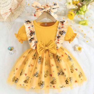 VESTIDO ABEJITA CON LAZO  T 12-18 MESES