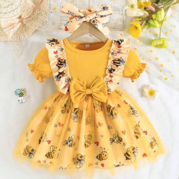 VESTIDO ABEJITA CON LAZO  T 12-18 MESES