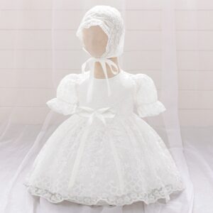 VESTIDO DE BAUTISTO BLANCO CON GORRITO T 9-12 MESES