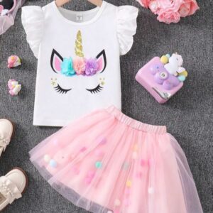 TUTU Y REMERA UNICORNIO T 2-3 AÑOS