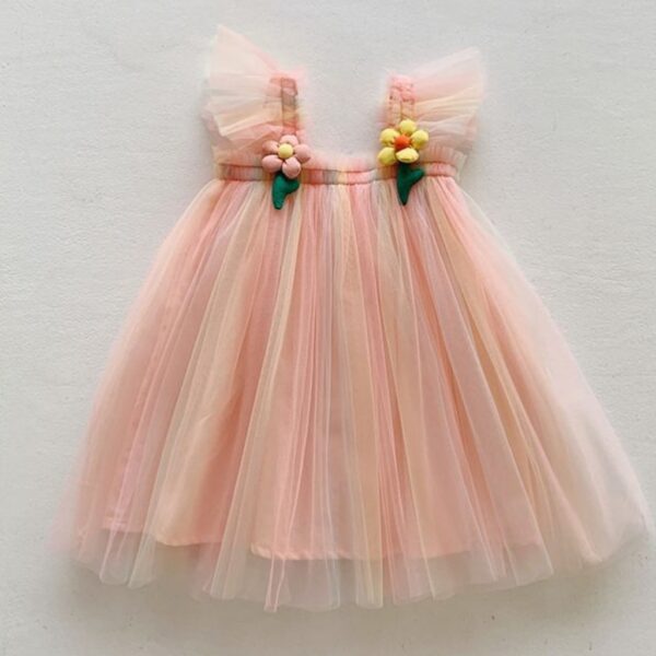 VESTIDO TUL Y DETALLE FLORES T 18-24 M