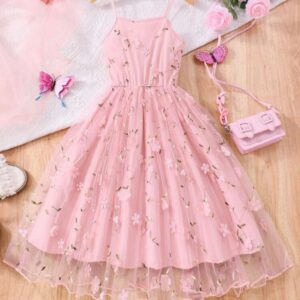 VESTIDO ROSA BORDADO 10 AÑOS