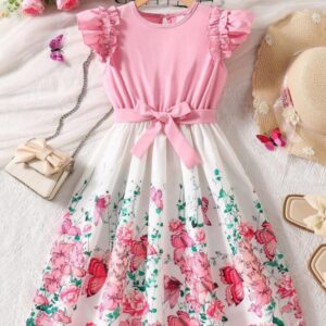 VESTIDO ROSA MARIPOSAS T 10 AÑOS