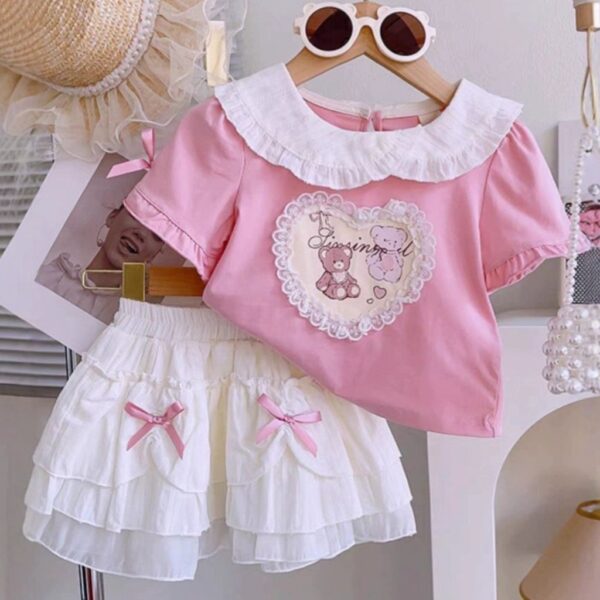 CONJUNTO REMERA CON POLLERA BLANCA T 6 AÑOS