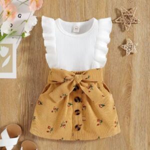 BLUSA Y POLLERA CON BOLSILLOS Y CINTO T 12-18 M