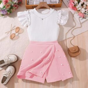 BLUSA Y SHORT POLLERA PERLITAS T 9 AÑOS