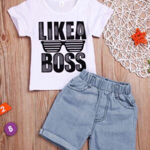 REMERA Y SHORT DE JEANS T 12-18 MESES