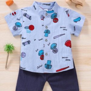 CAMISA Y SHORT AZUL T 12-18 MESES